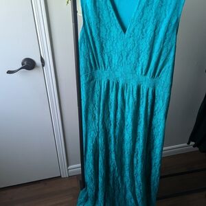 SWAK Turquoise Lace Maxi Dress